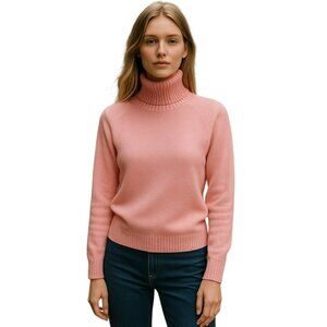 Etched Pink Turtleneck Sweater Size M | Ribbed Neck & Cuffs | Soft Knit Pullover